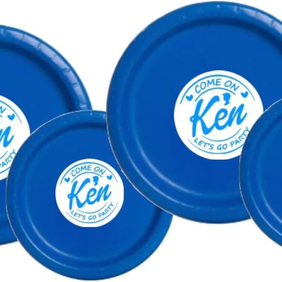 Birthday Party Supplies Set with Blue Plates, Cups and Napkins, Let's Go Party - Picture 4 of 4
